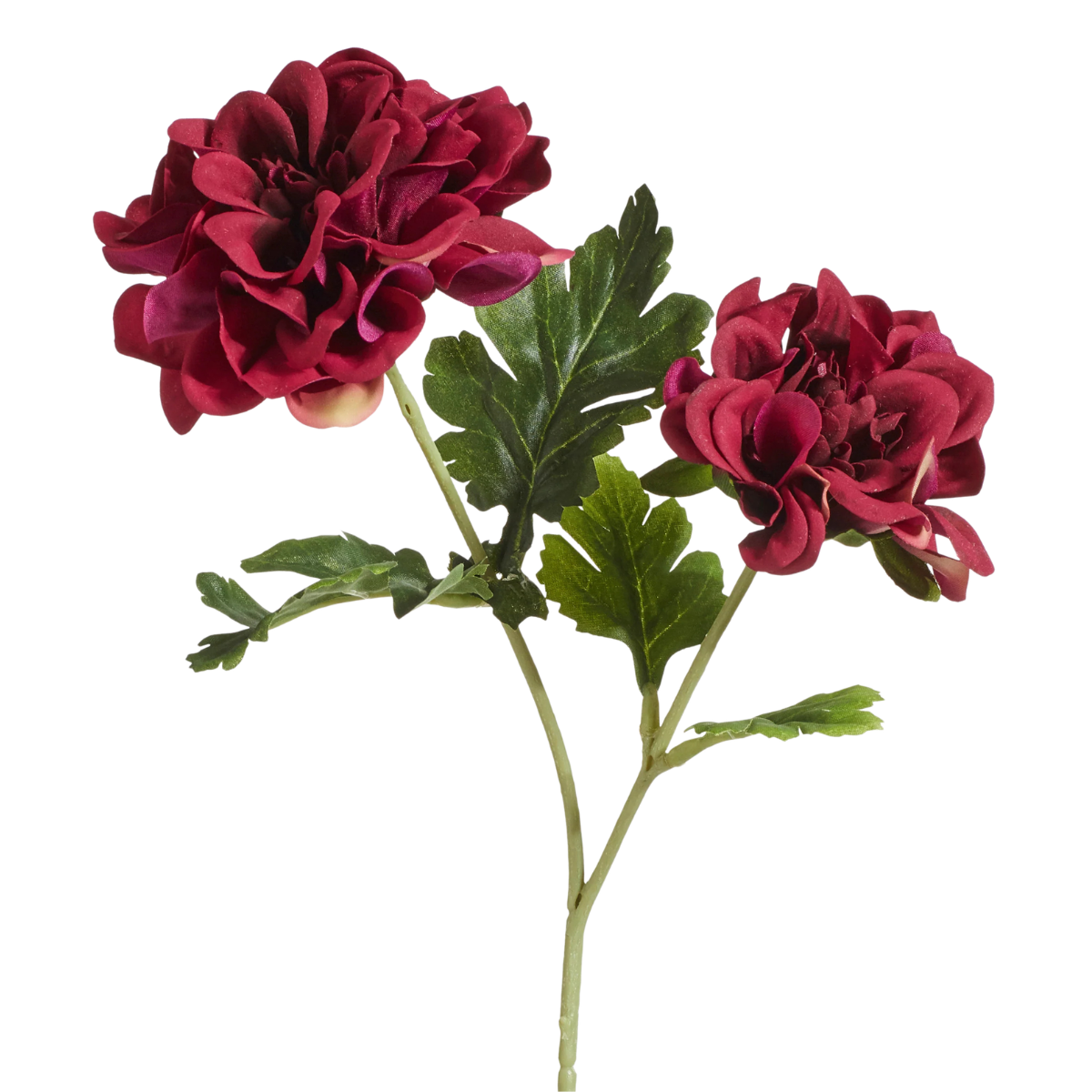 deep red and green faux dahlia stem