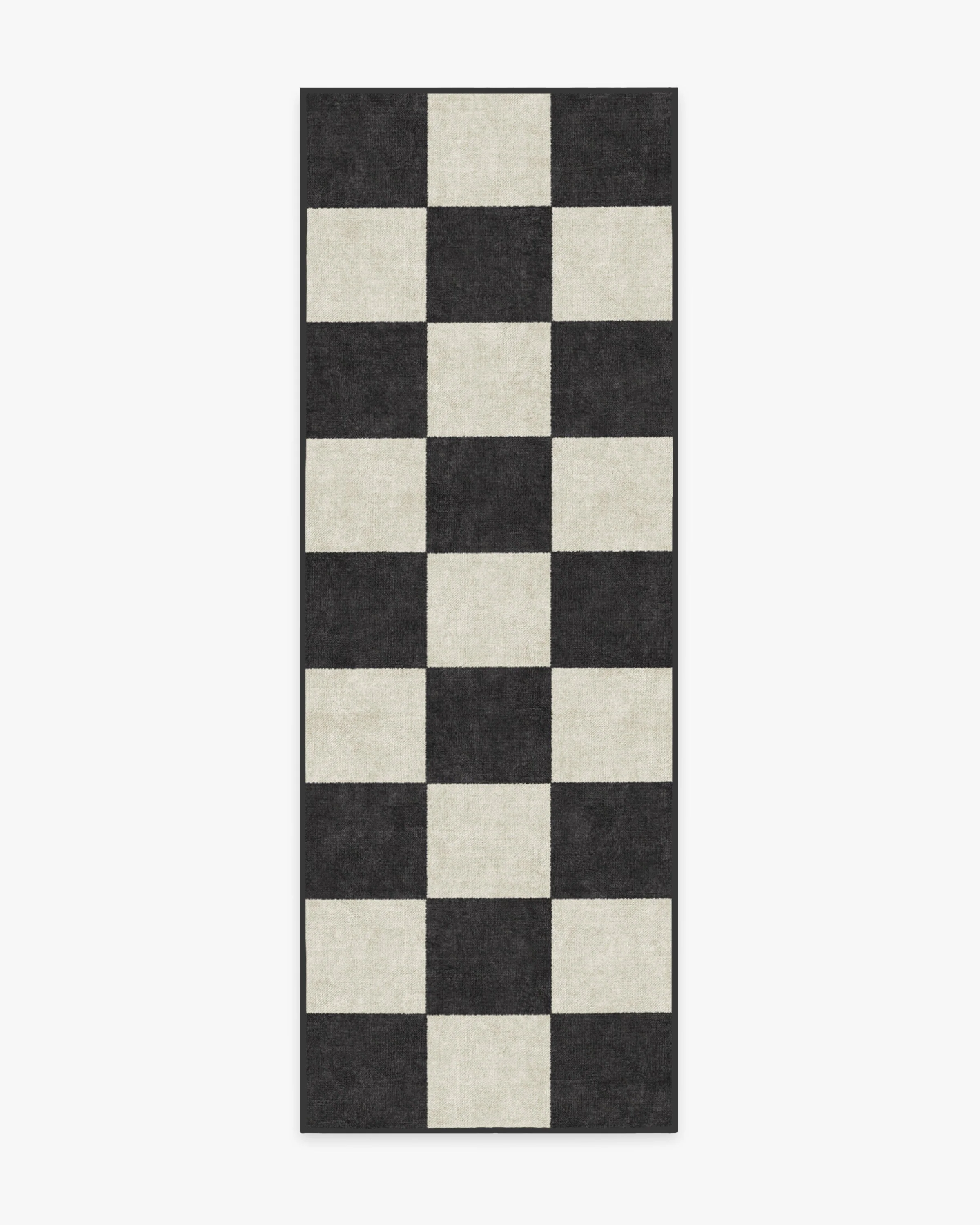 black and white check runner rug
