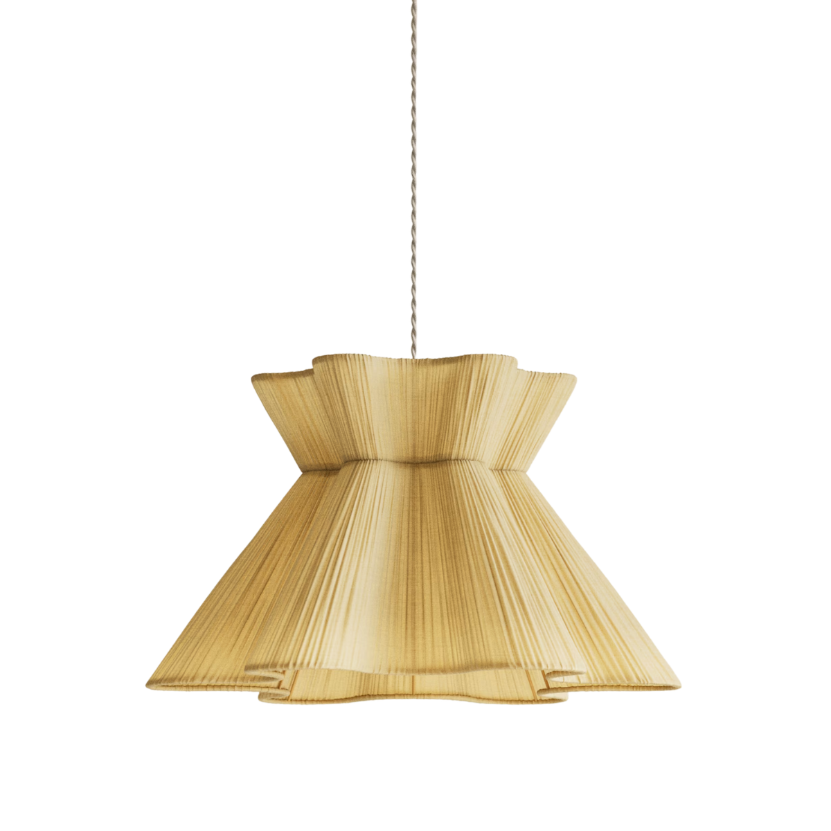 a cream fabric lampshade with ruffles