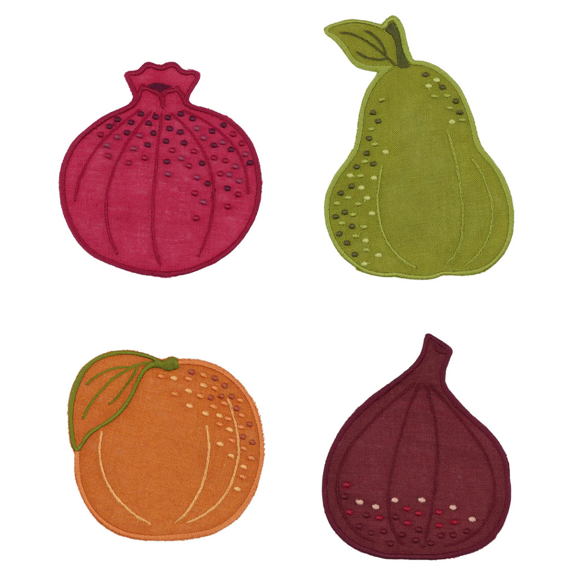Rebecca Udall Set of 4 Fruit Linen Cocktail Napkins
