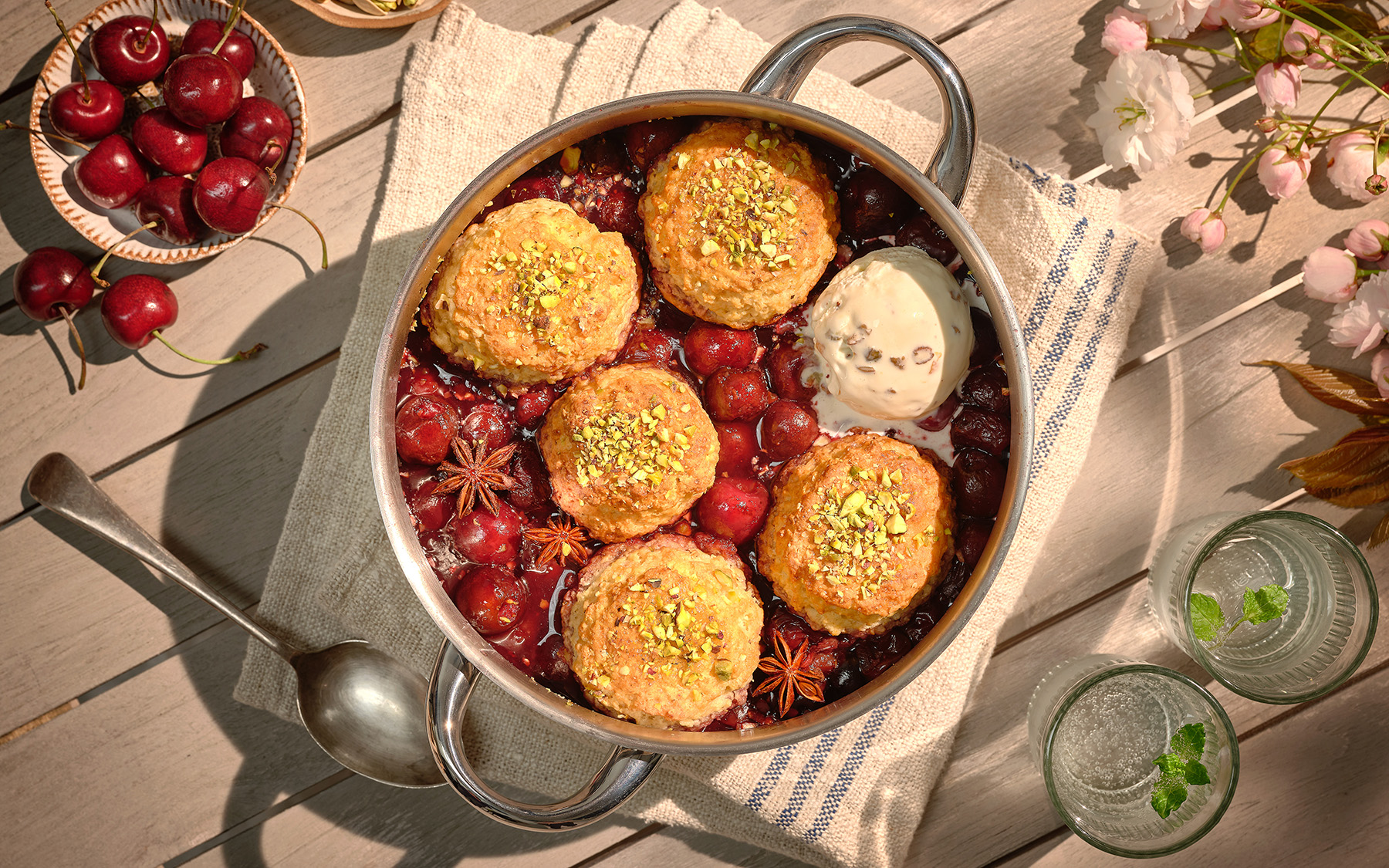 cherry and pistachio cobbler recipe