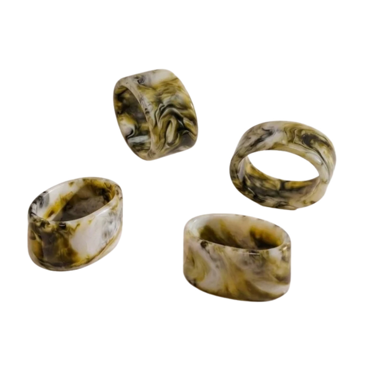 moss green marble resin napkin rings