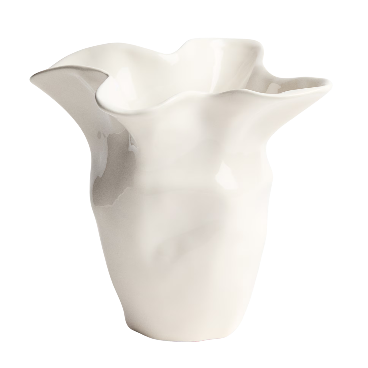 a white ruffled detail ceramic vase