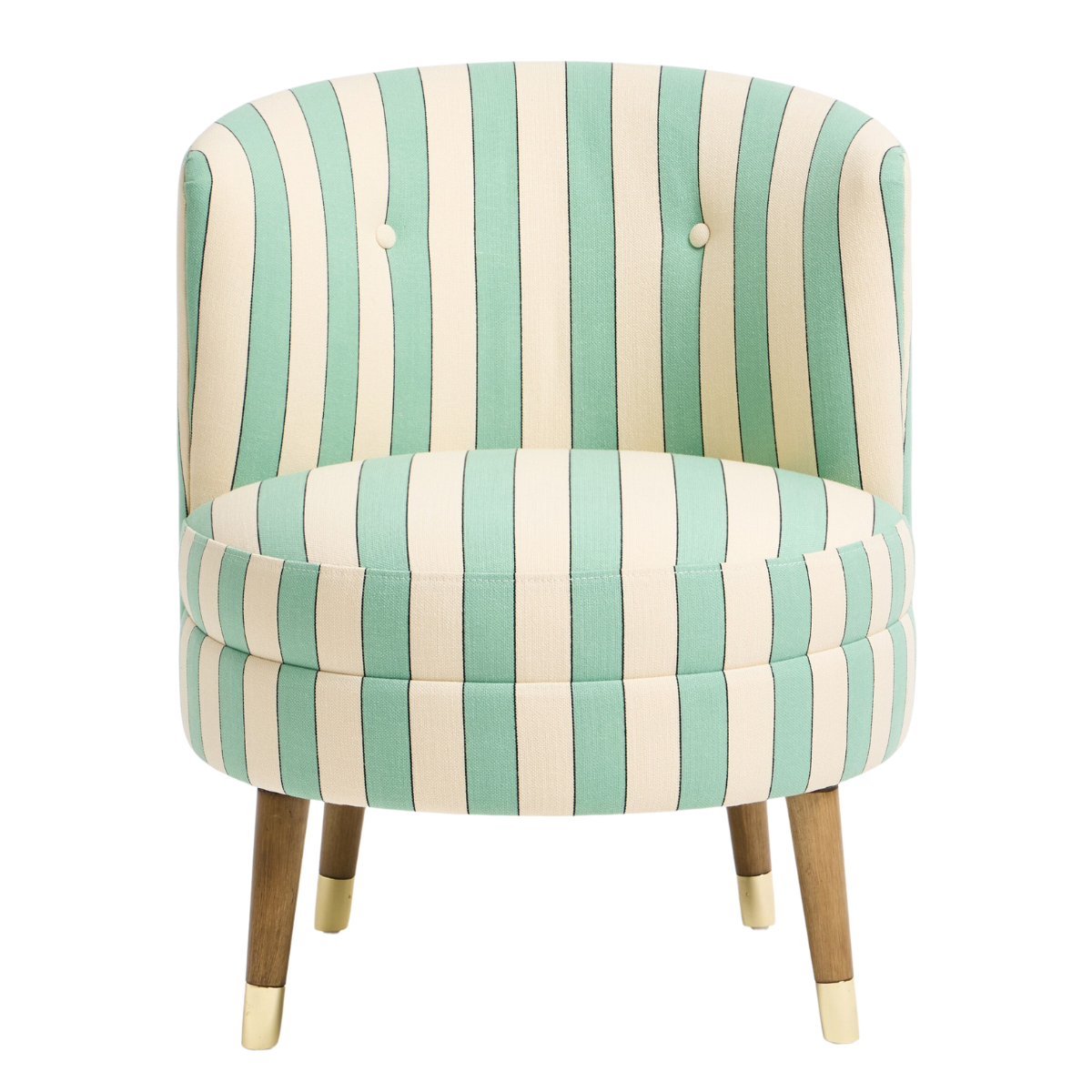 a mint green and cream stripe tub chair