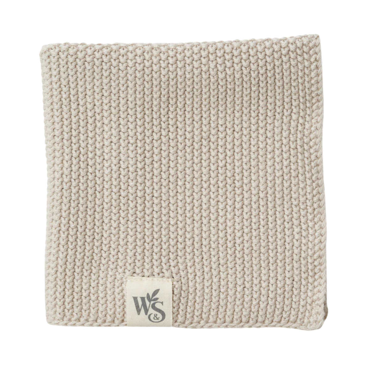 a beige knitted dish cloth