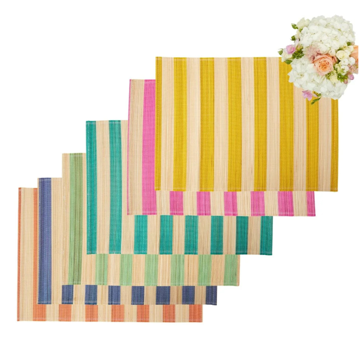 A SET OF 6 STRIPE BAMBOO PLACEMATS IN DIFFERENT COLOURS