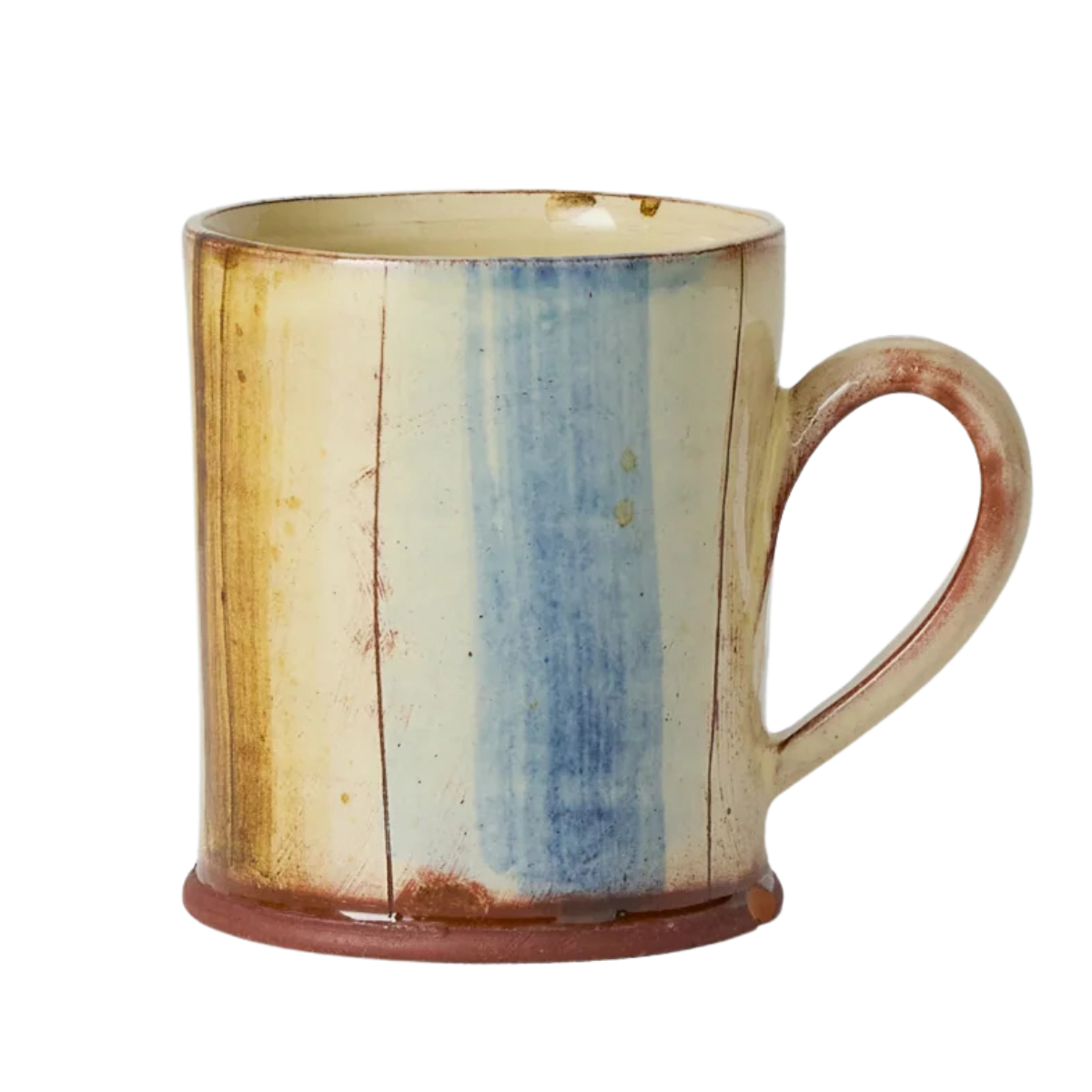 an earthy toned stripe mug