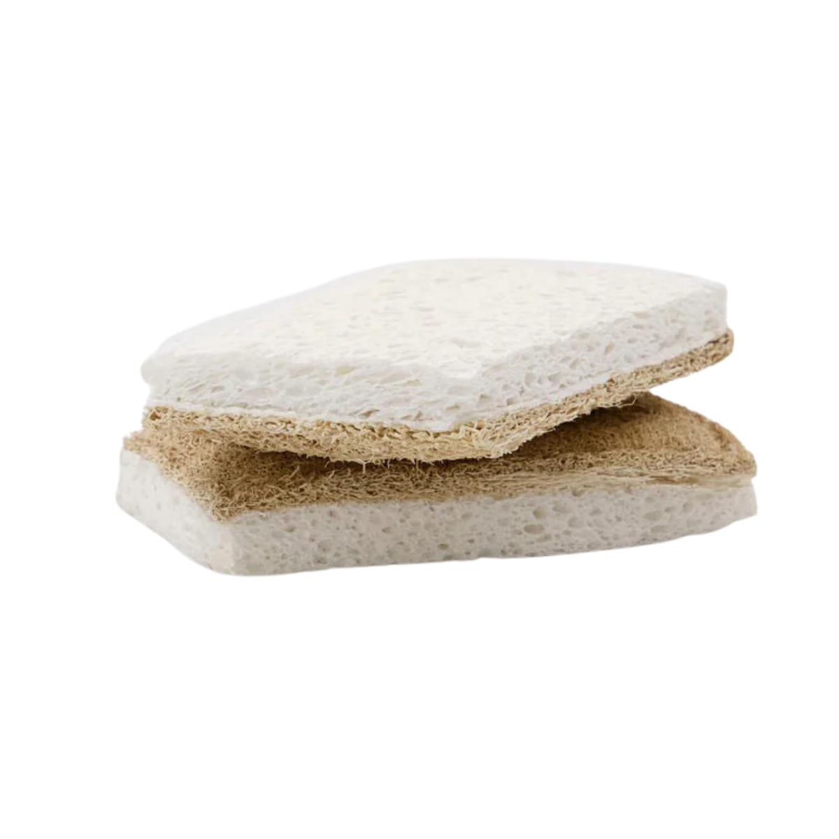 two white and beige sponges