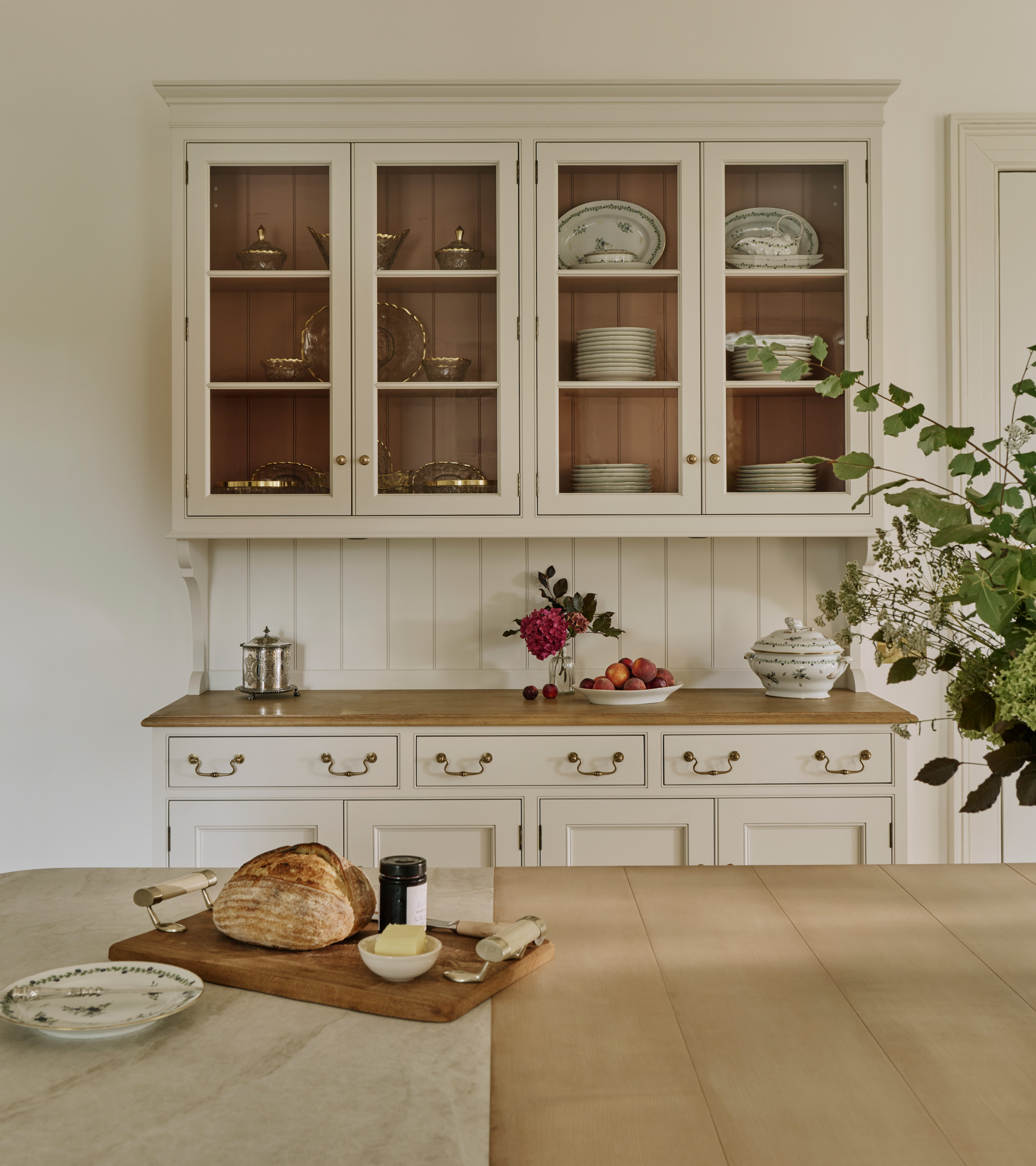 neutral kitchen display cabinet