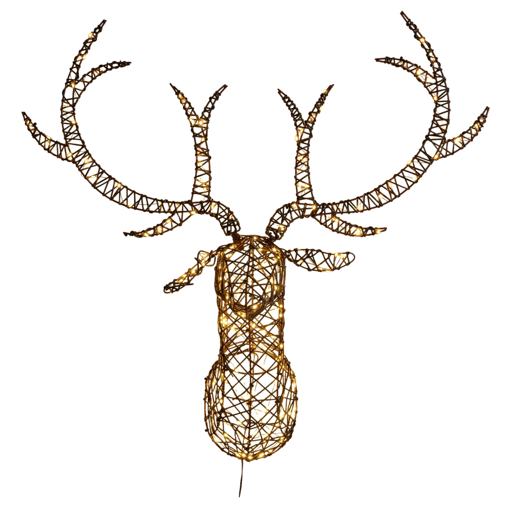 rattan stag head christmas light