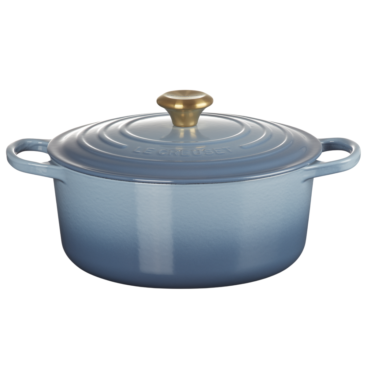a blue le creuset cast iron dish