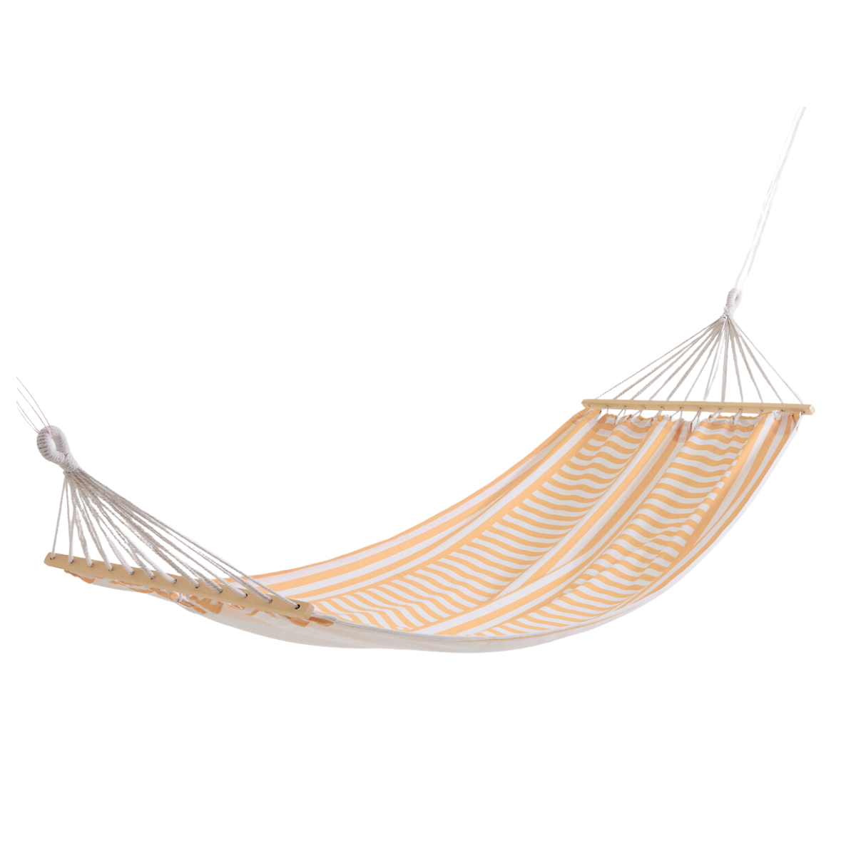 a yellow and white striped hammock