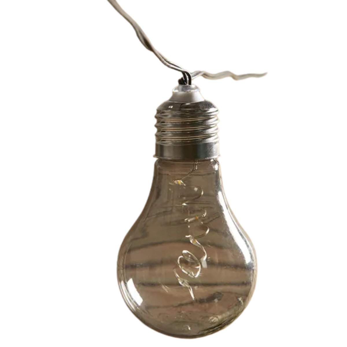 a grey solar bulb on a cable