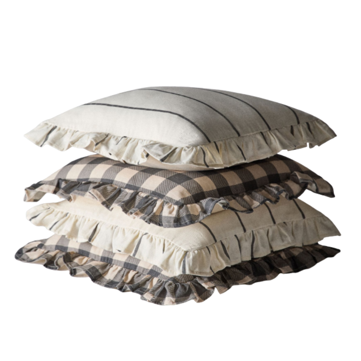 Set of Four Ruffle Cotton Cushion Covers