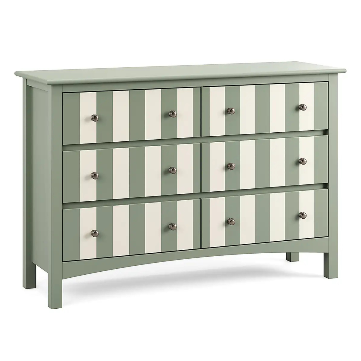 green and white stripe chest of drawers