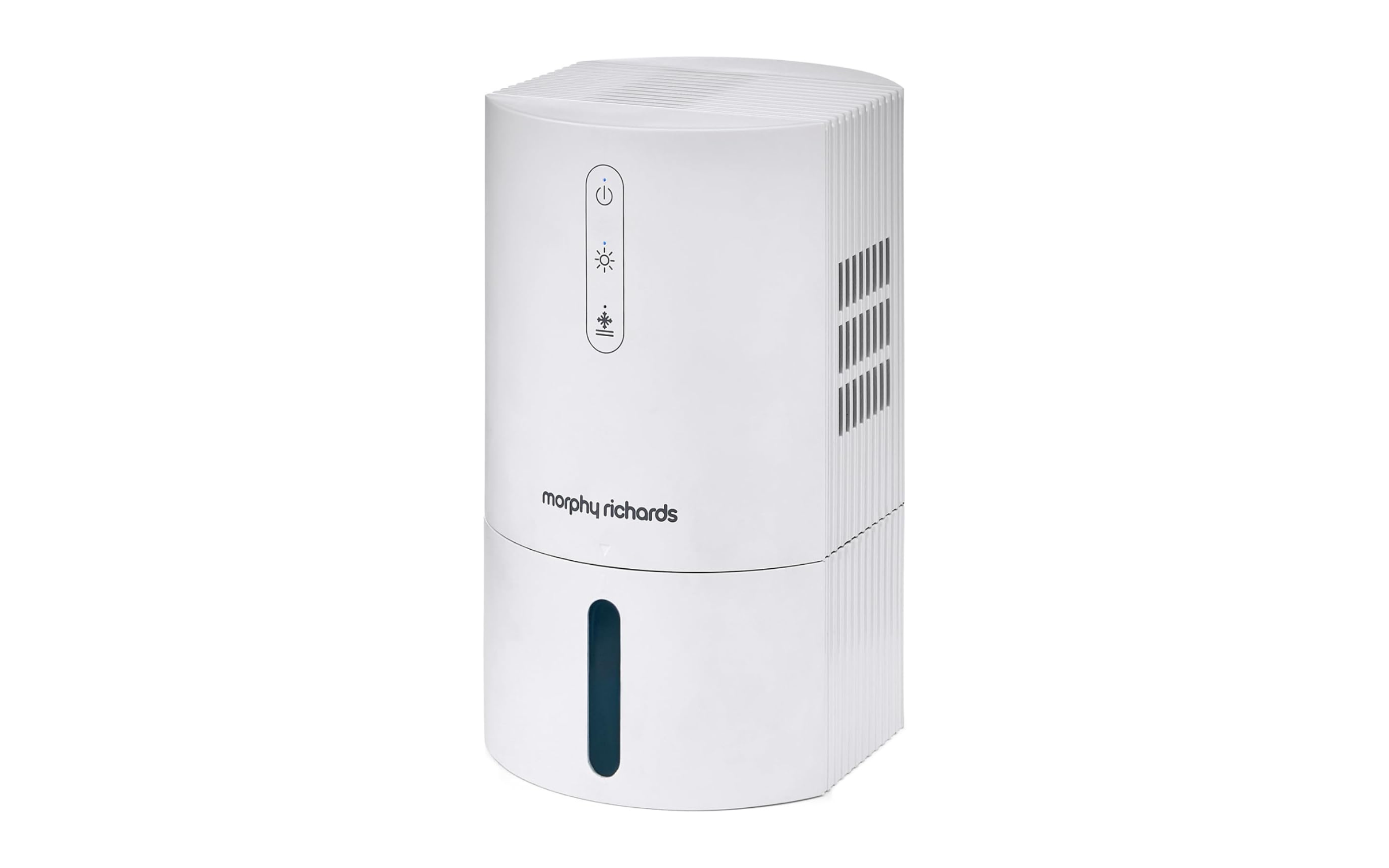 Morphy Richards PureFresh 0.9L Dehumidifier in white on white background