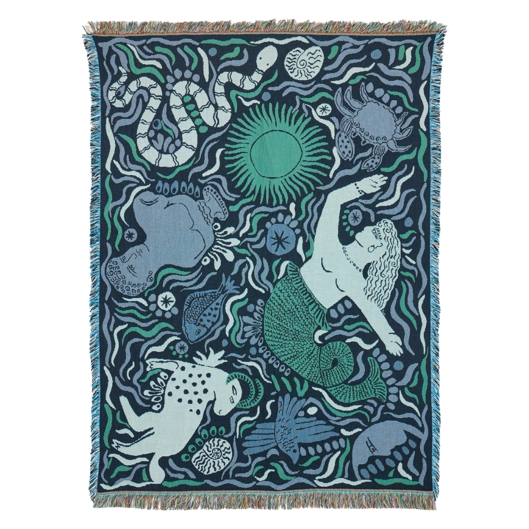 Mythos Cotton Throw RIXO x Slowdown Studio pictured a greek mythology inspired blanket on a white background