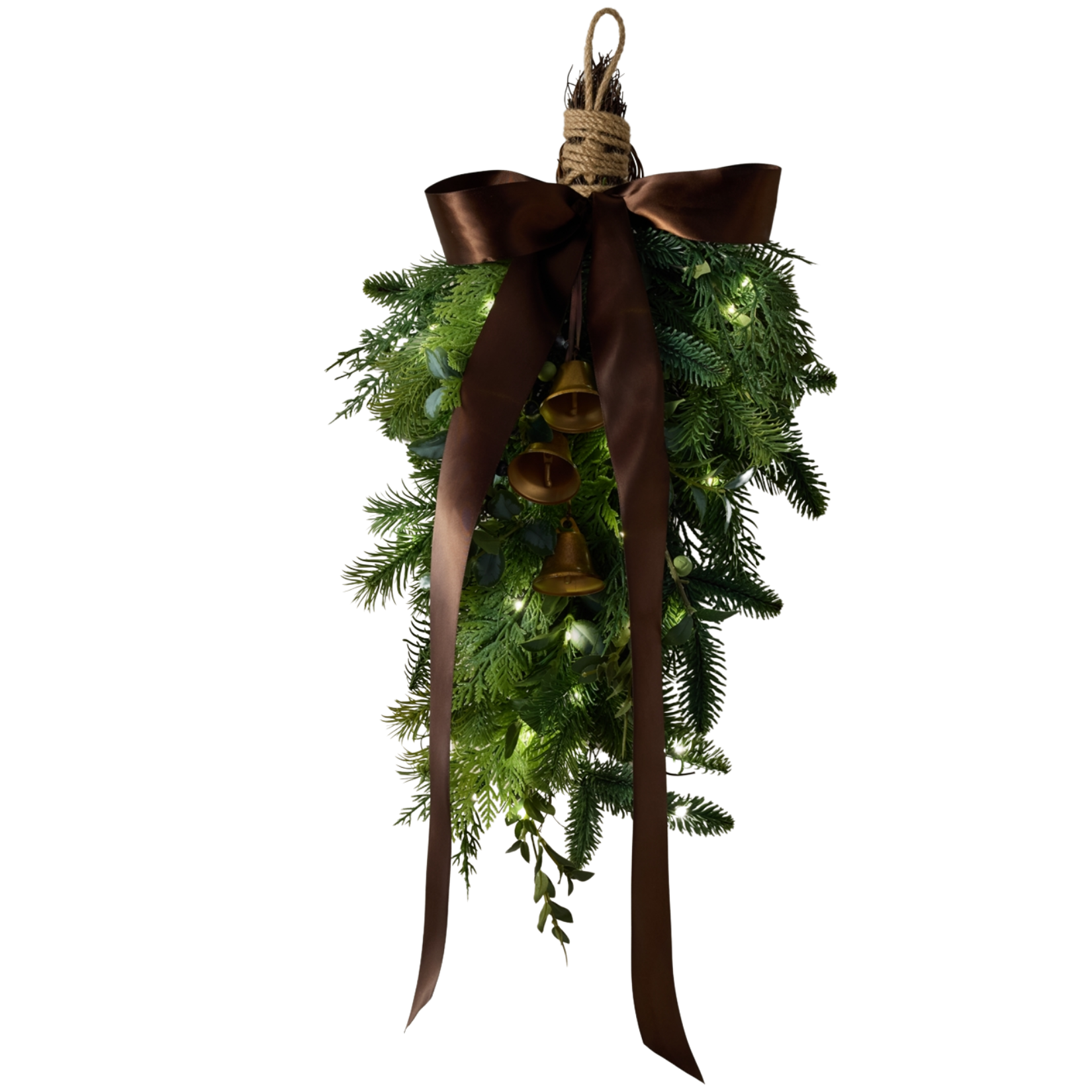 the white company christmas swag with brown bow