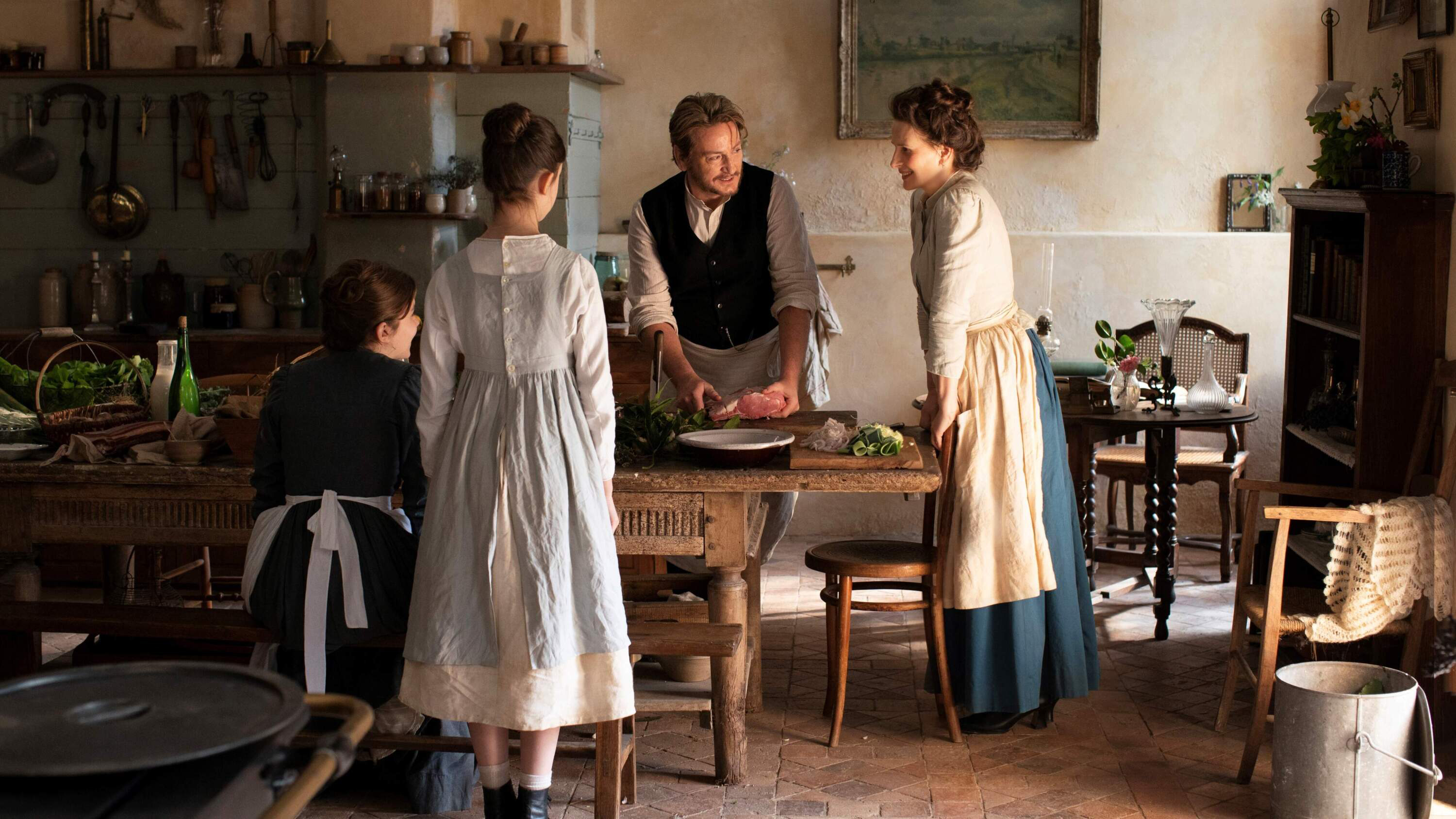 kitchen scene from the 2023 french film the taste of things