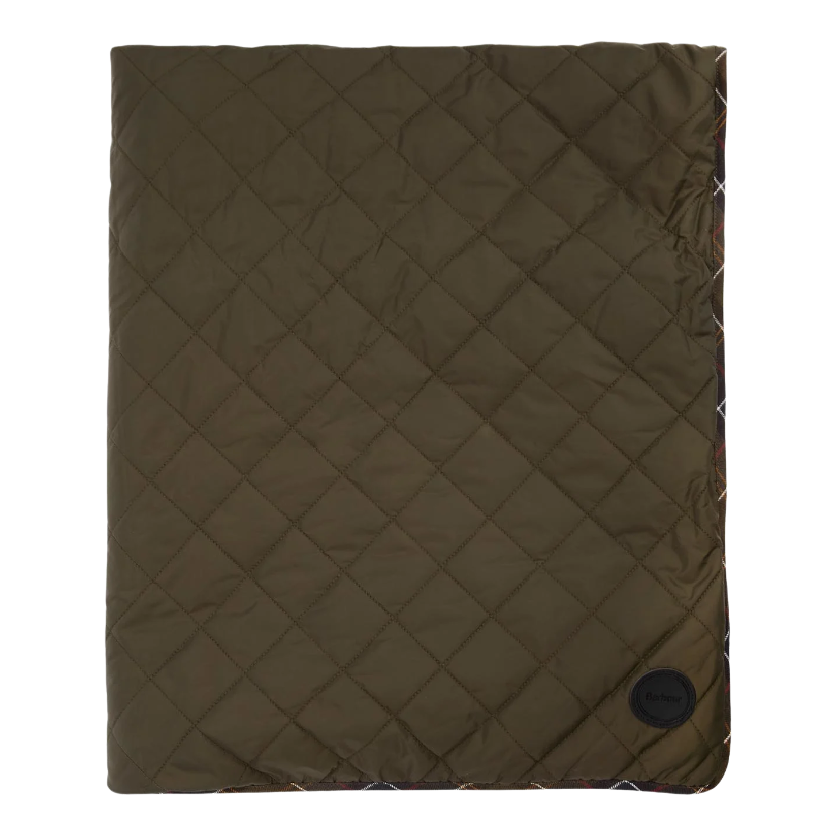 a dark khaki green quilted barbour dog blanket