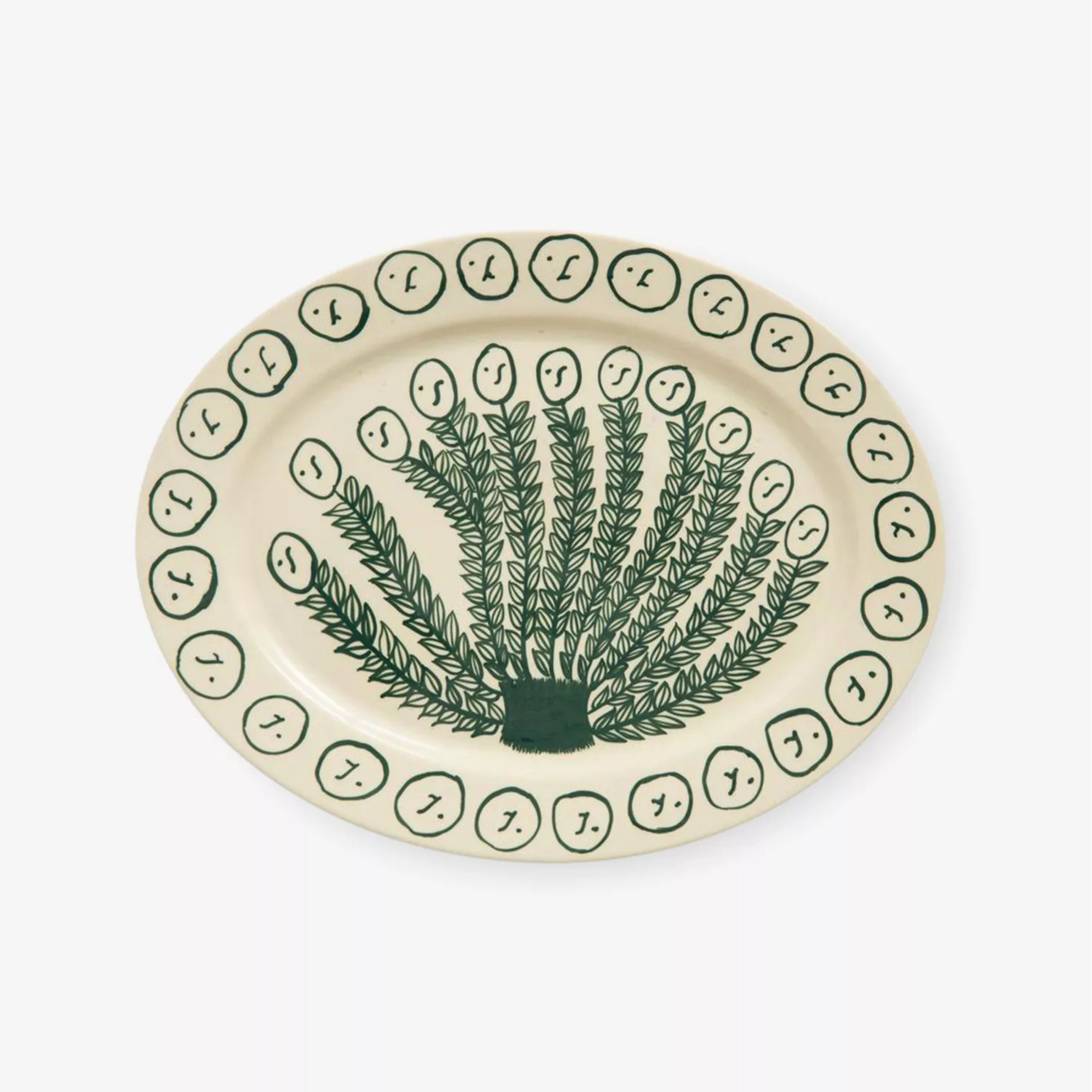 Hay La Pittura Ceramic Oval Serving Platter pictured on a white background