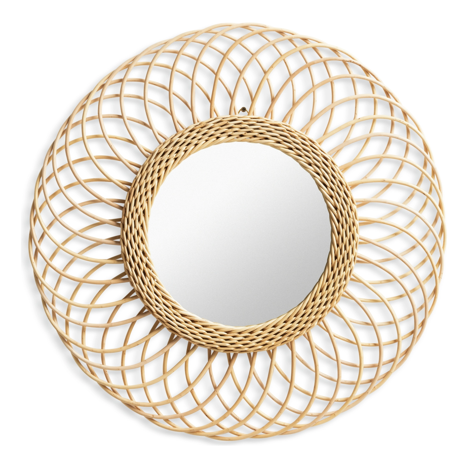 a round rattan mirror