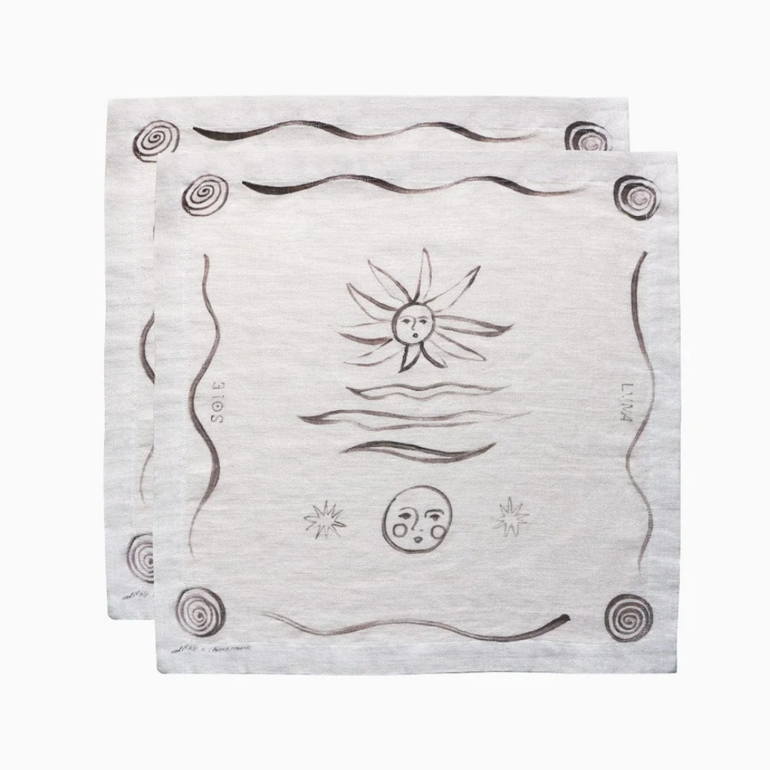 arkitaip x Chiara Perano Set of Two Printed Linen Napkins pictured on a white background