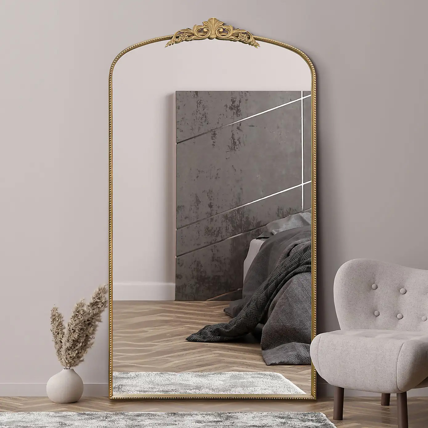 gold gilded floor length mirror