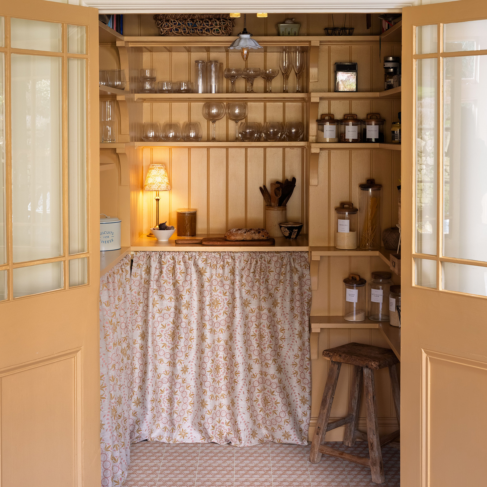 yellow walk in pantry