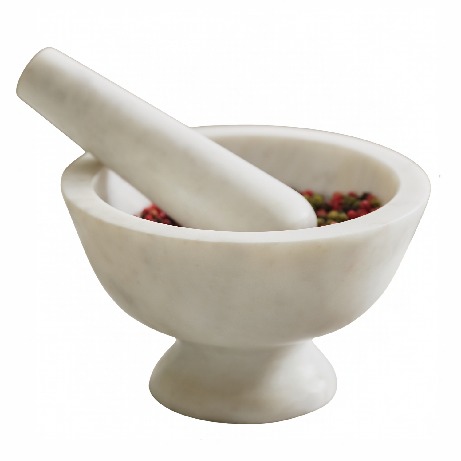 a white marble pstle and mortar