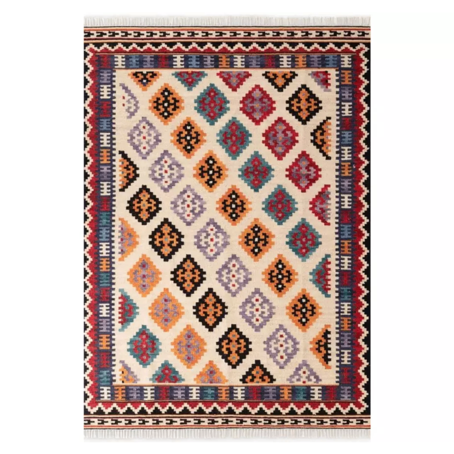 multicoloured tufted kilim rug