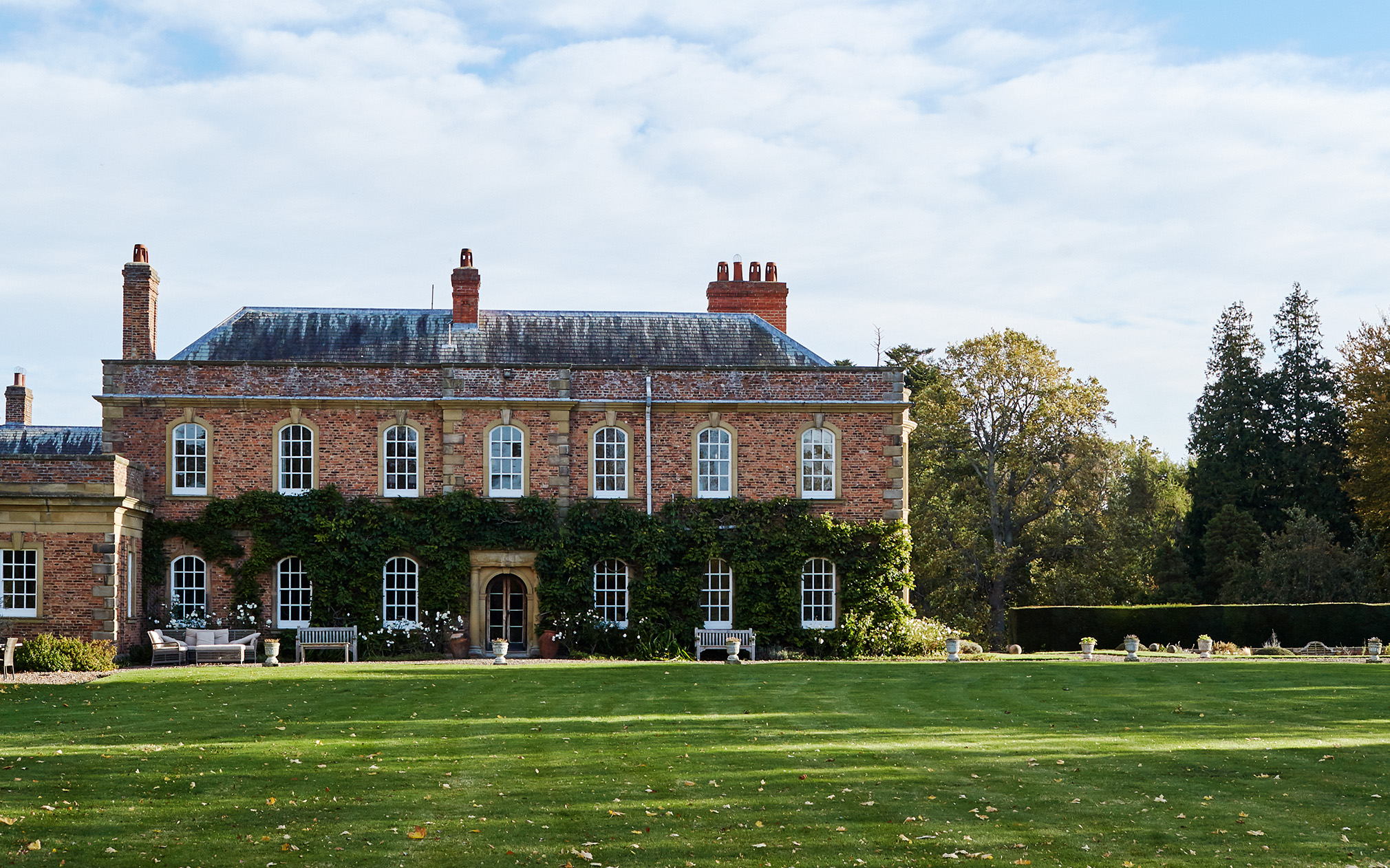 Fallodon Hall garden hall