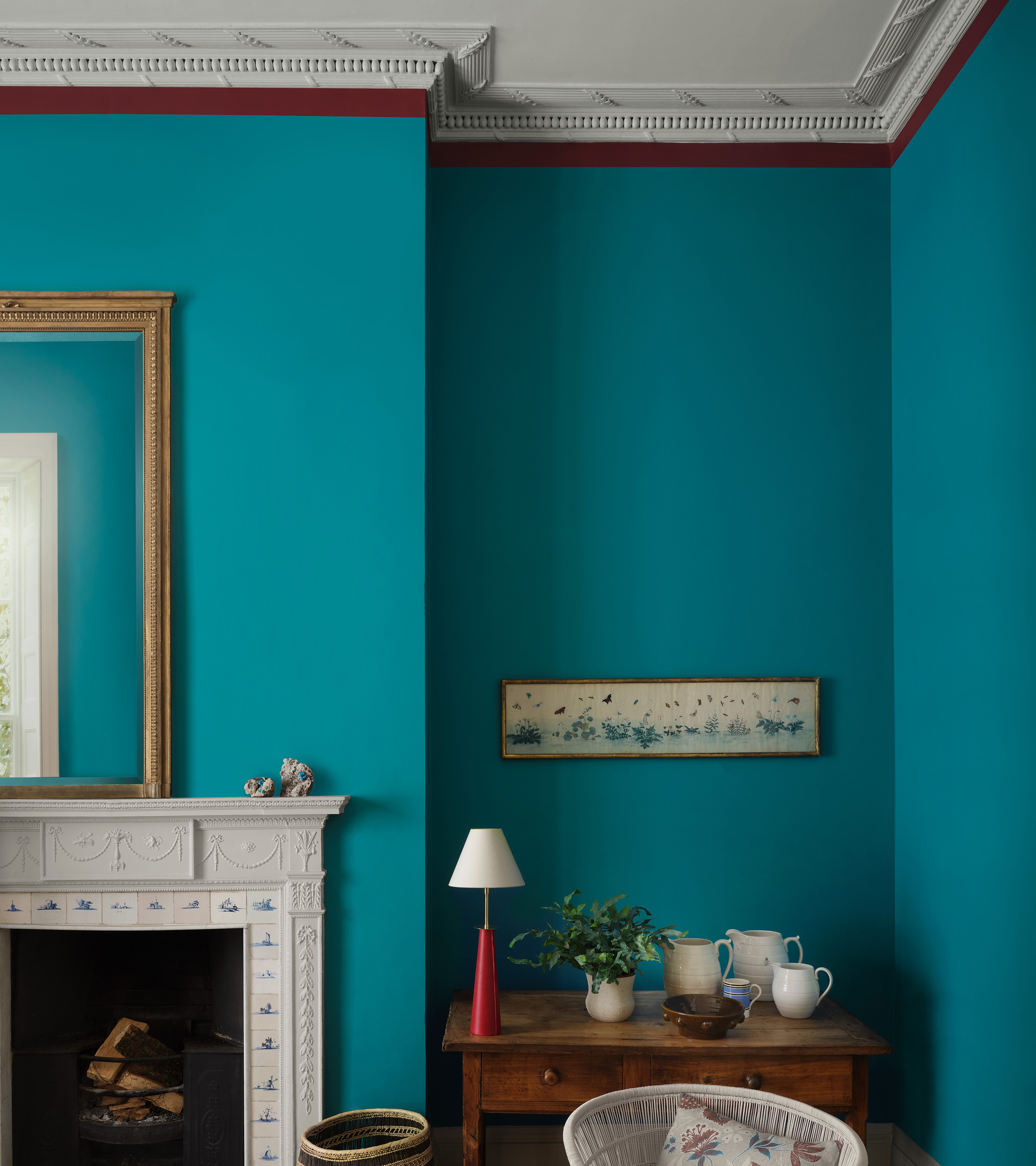 paint and paper library blue living room