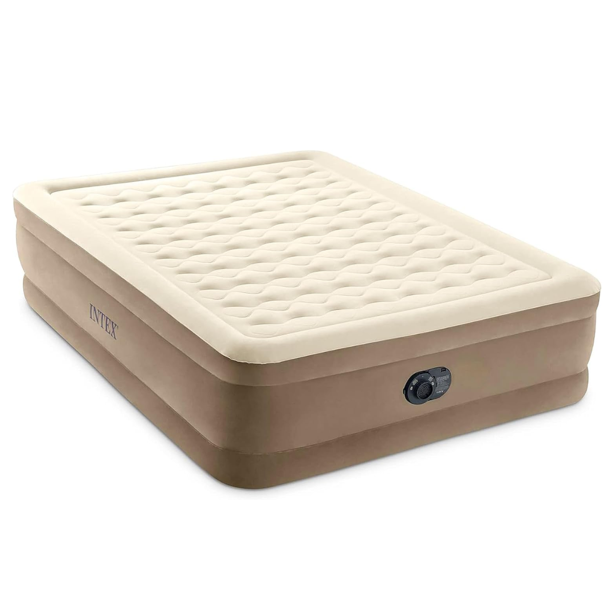 a pale brown and cream air bed