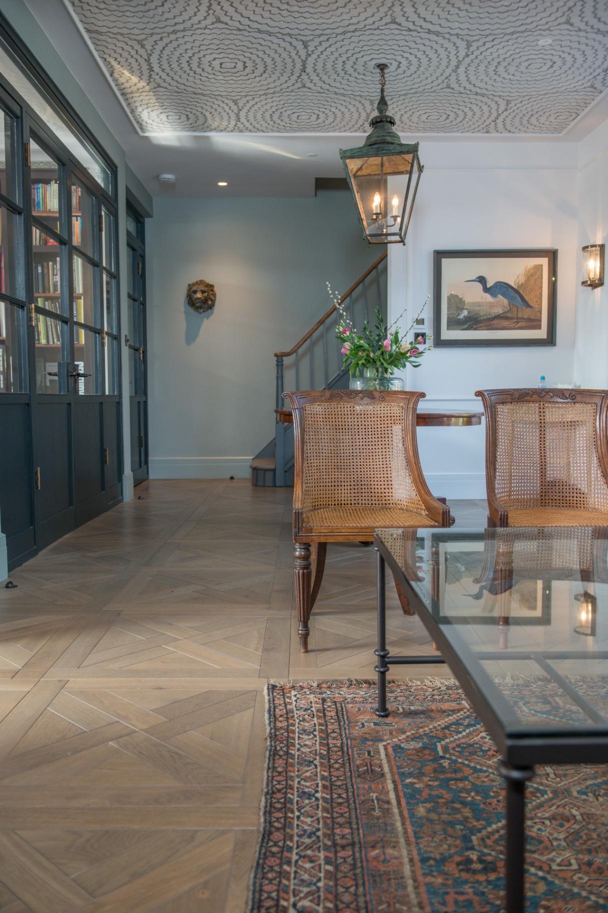 Urbane Living Caledonian Oak engineered wood flooring in a custom parquet panel design