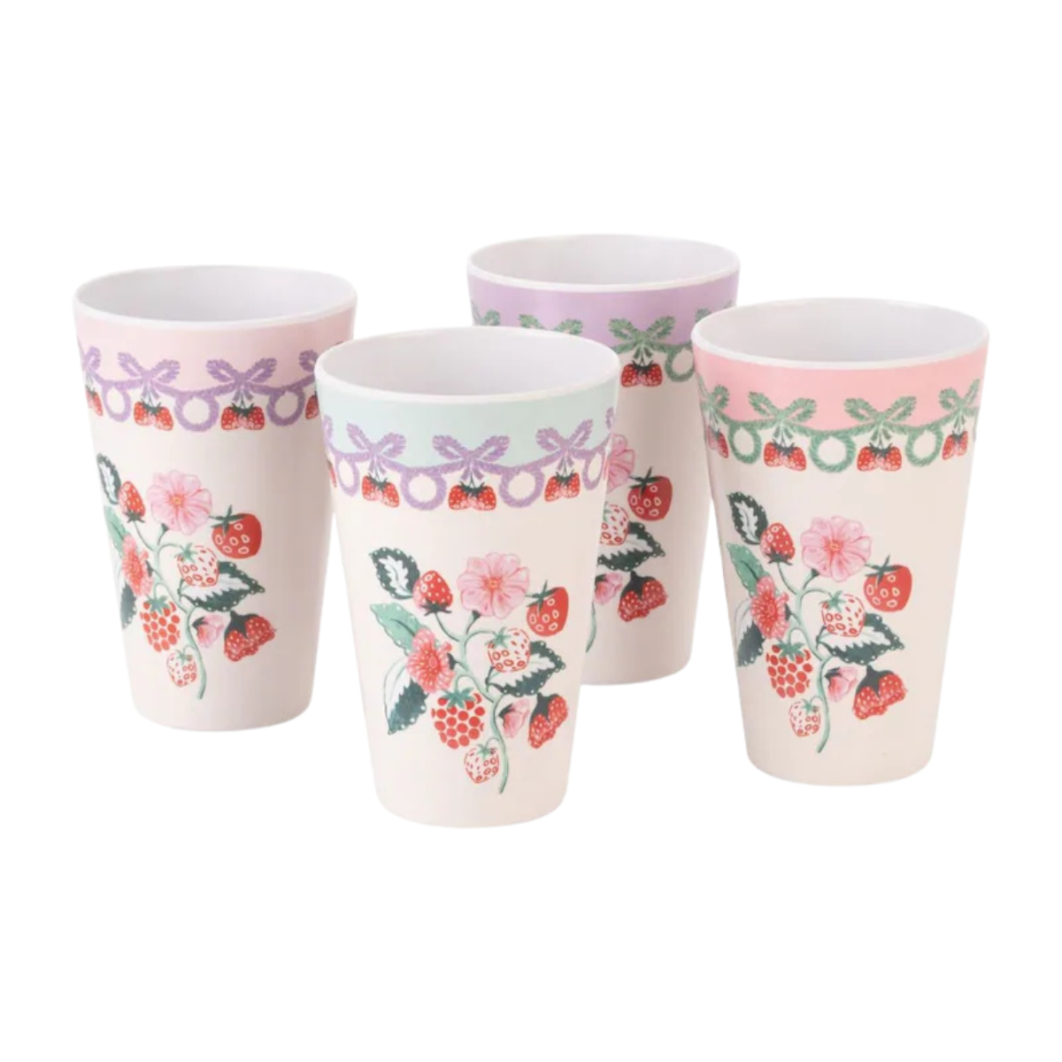 4 picnic tumbler with strawberry and raspberry illustrations