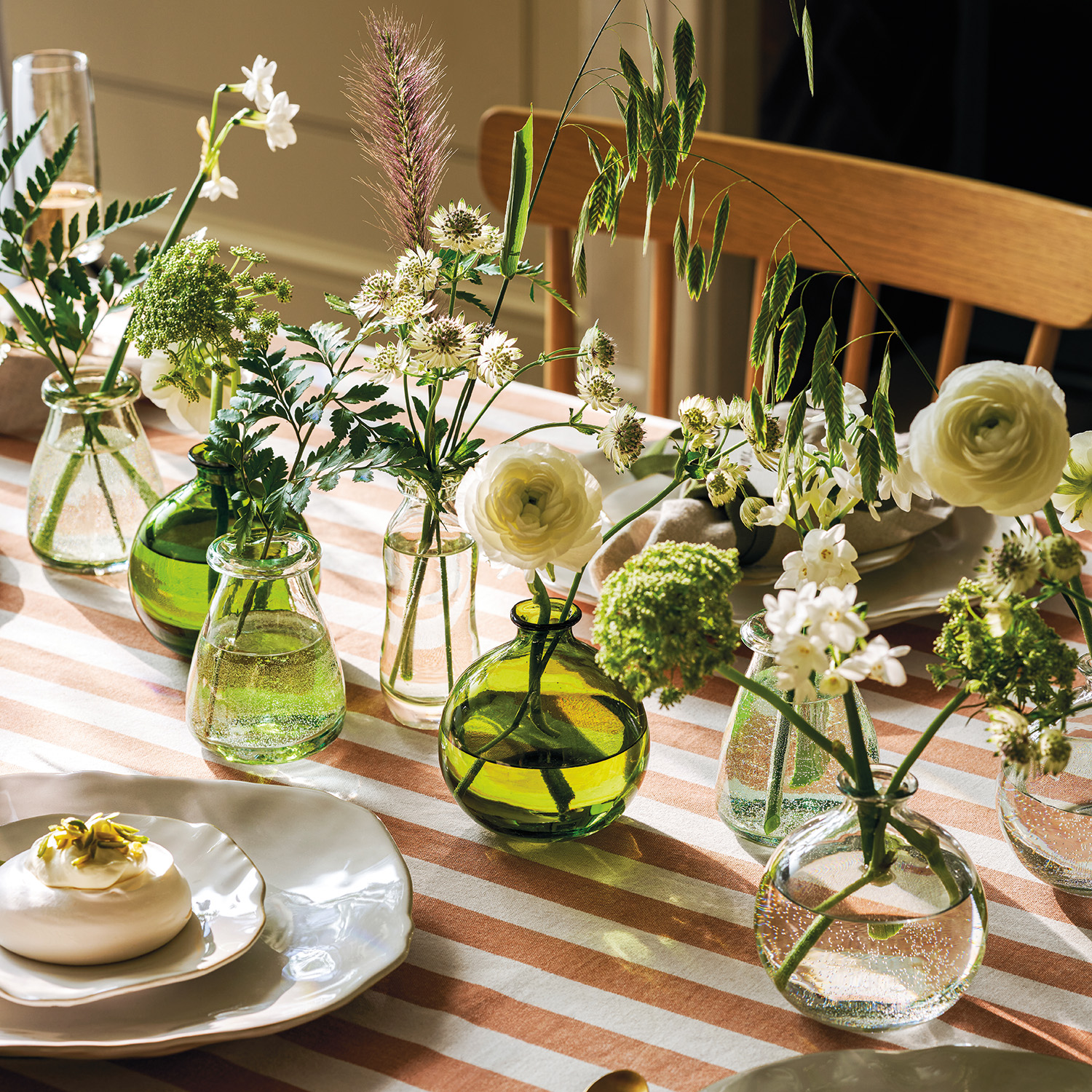 spring flowers in vases