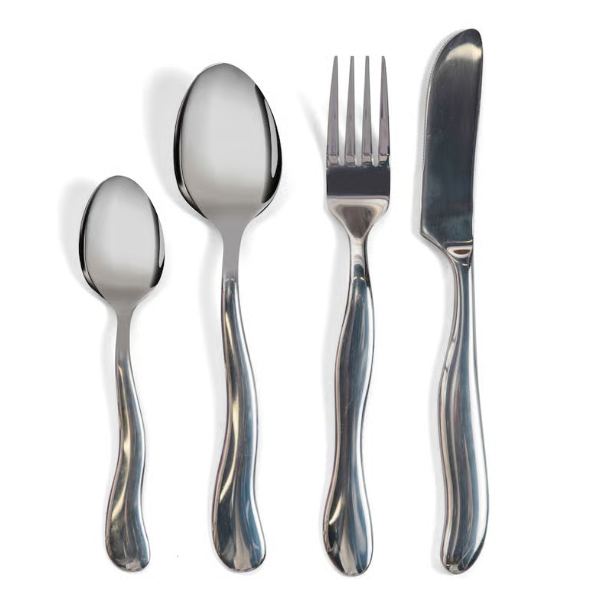 set of 4 cutlery with wavy handles