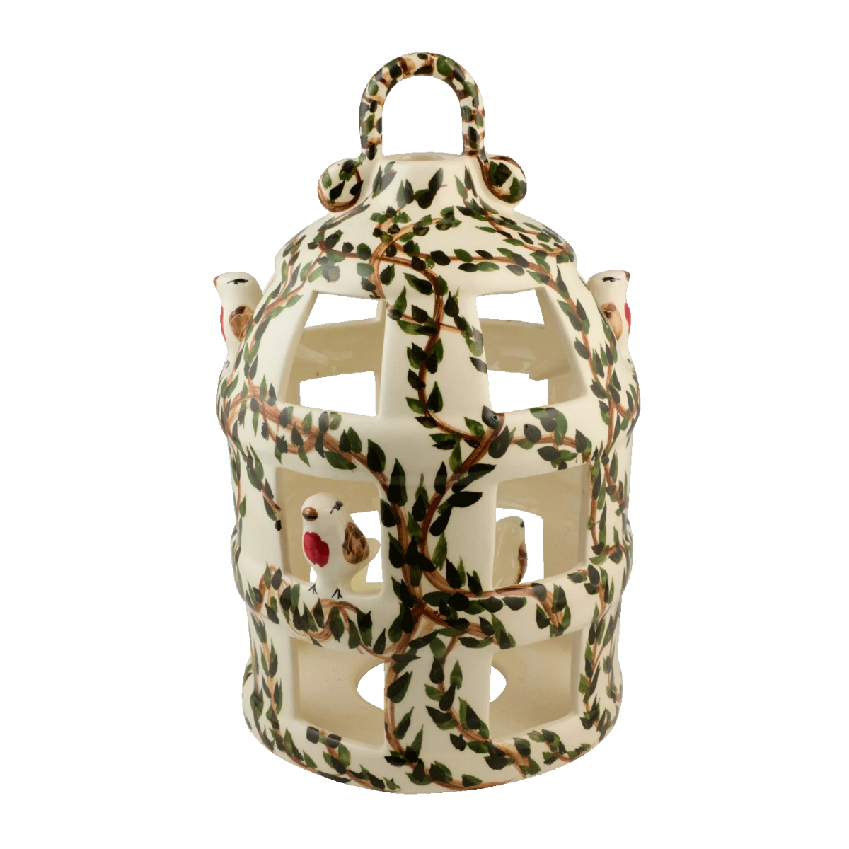 a ceramic vine painted bird cage lantern