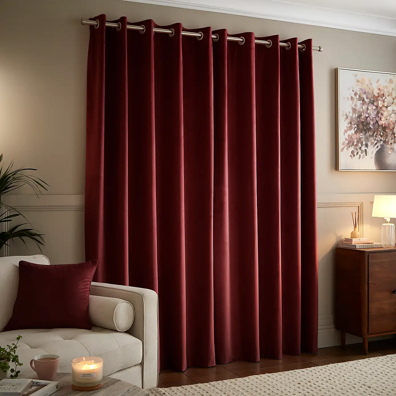 dark red velvet curtains