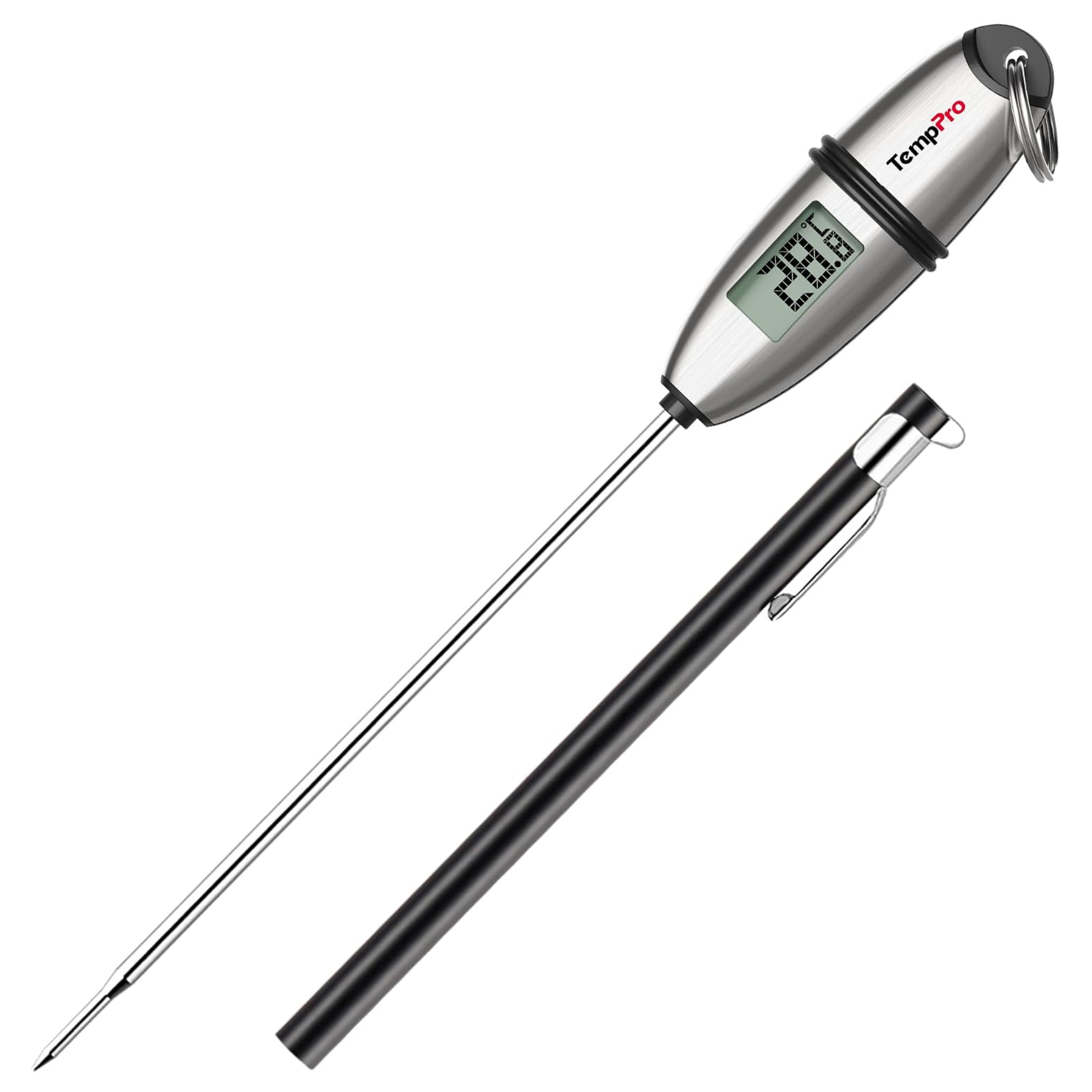 a silver digital meat thermometer