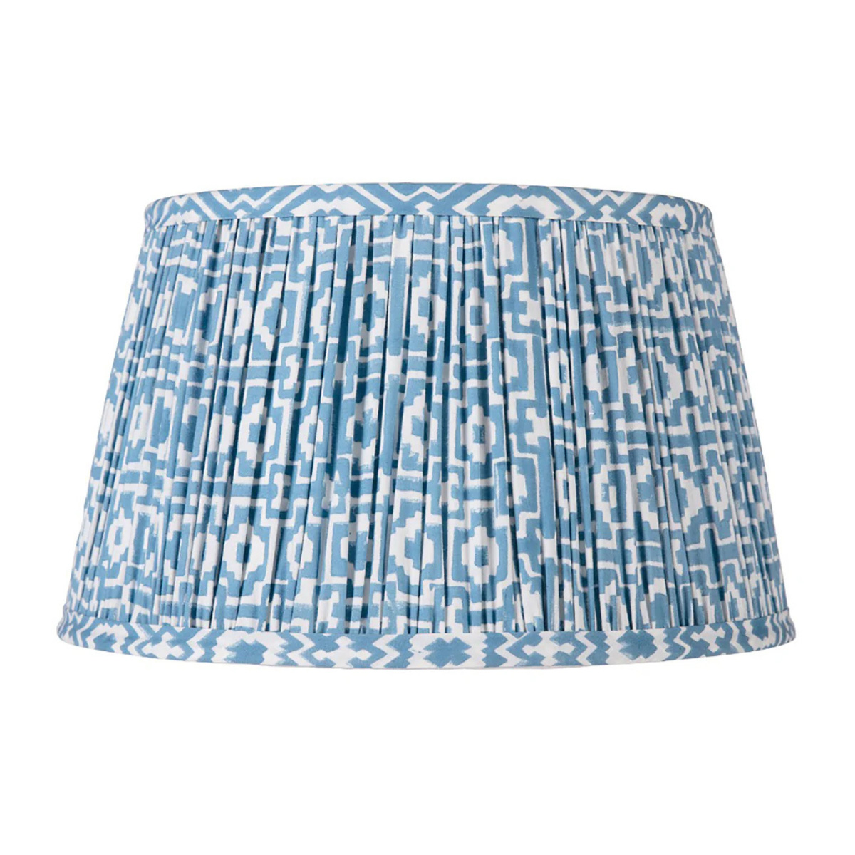 pale blue and white pleated patterned lampshade