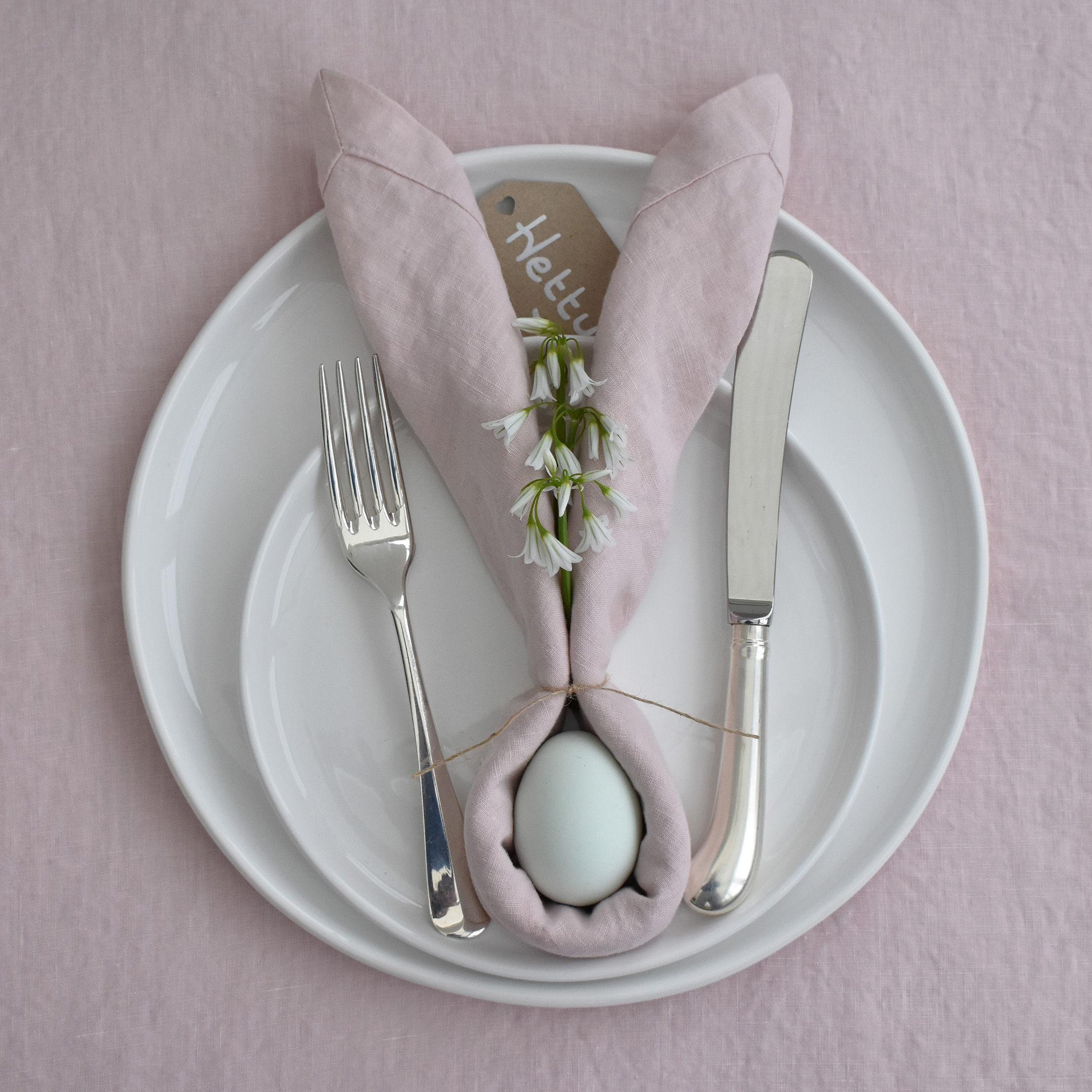 chalk pink linen company bunny napkin