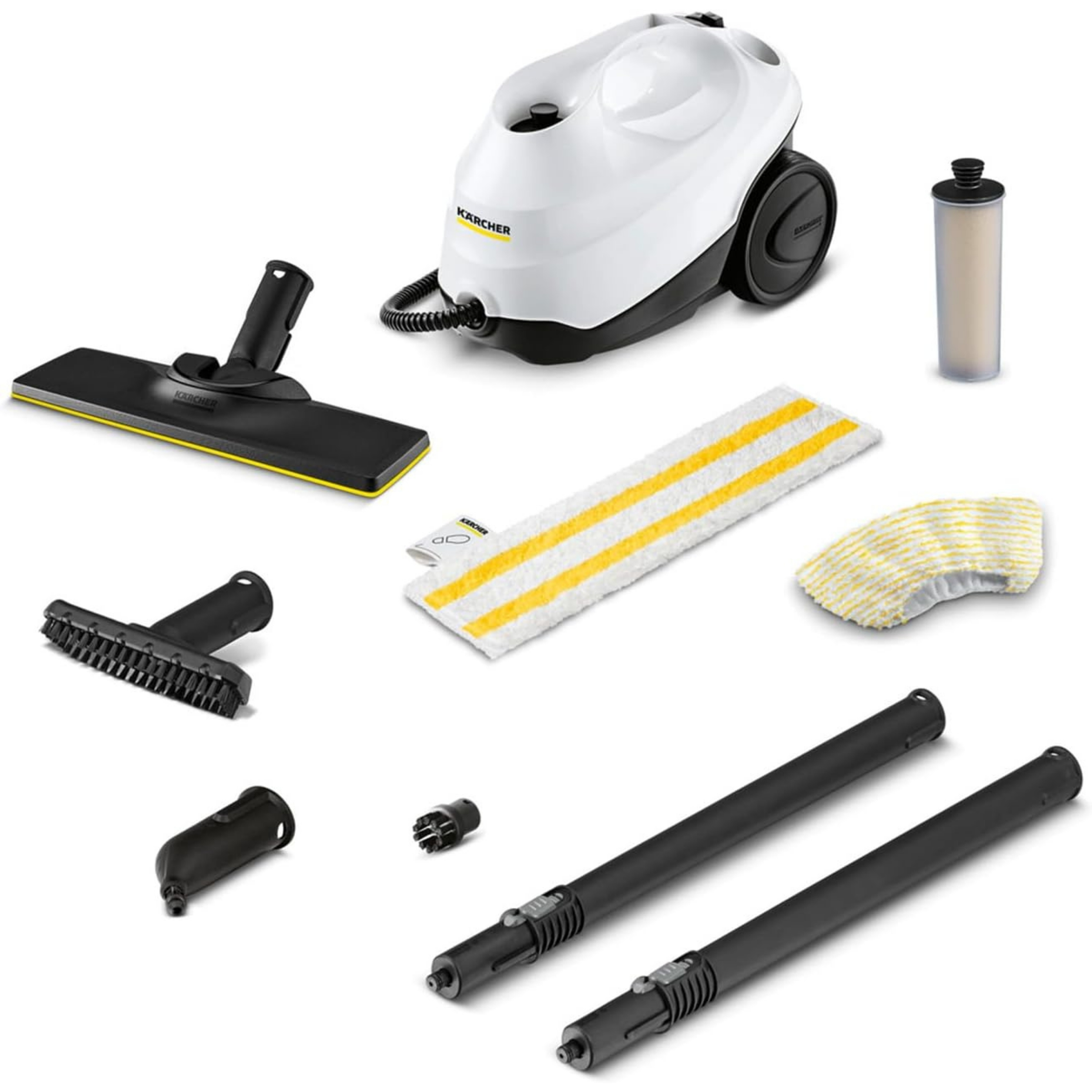 Kärcher SC 3 EasyFix Steam Cleaner parts pictured on a white background