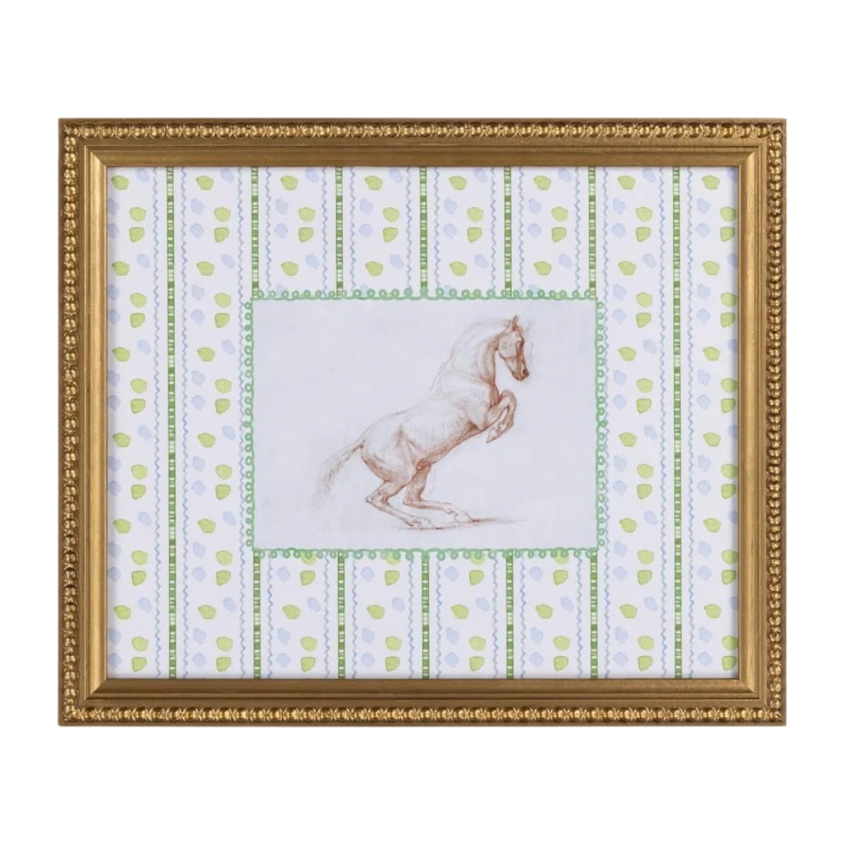 an illustration of a horse in a gold frame