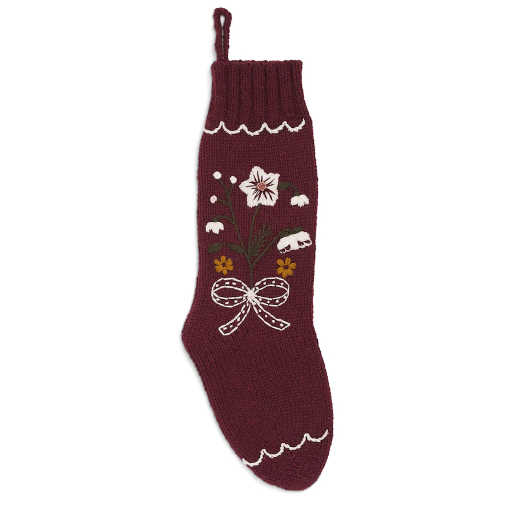 burgundy knitted stocking