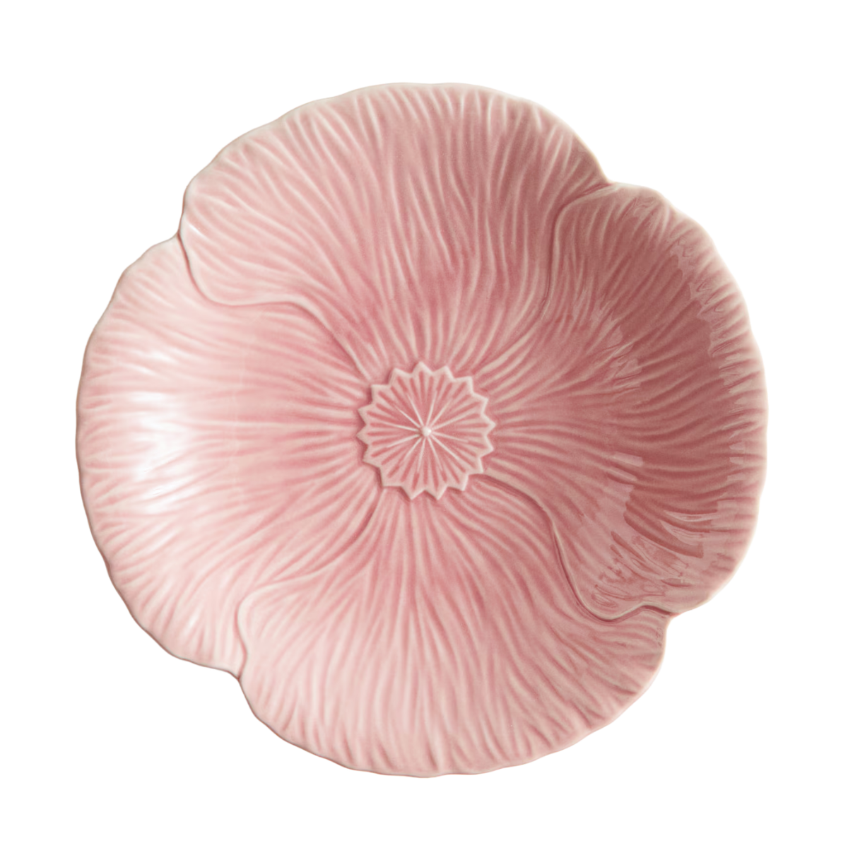 pale pink serving bowl in the shape of a flower