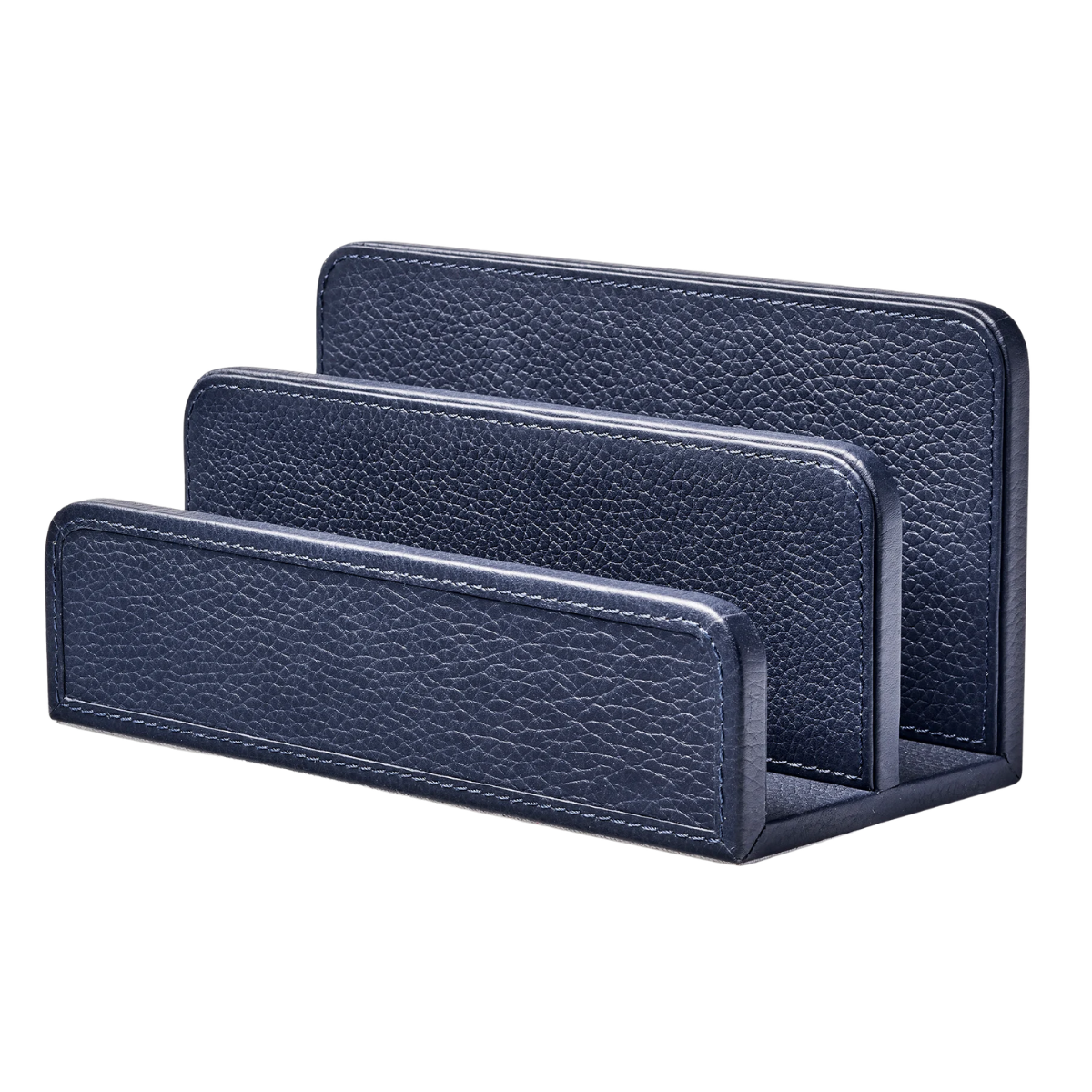 navy leather letter rack
