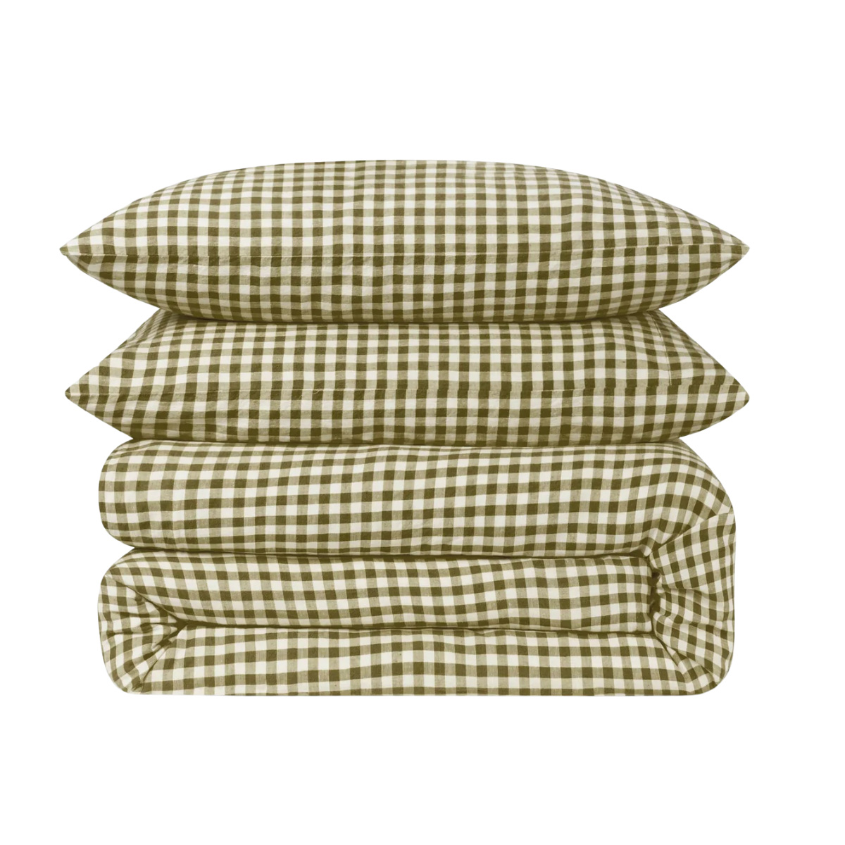 green gingham bedding