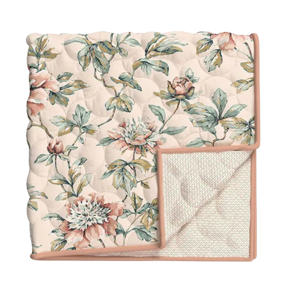 pale pink floral quilted throw